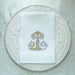 Crown Linen Designs | Vintage Vine Monogram Tri-Fold Napkin.