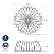 Nordic Ware | Brilliance 5 Cup Bundt pan sketch, showcasing intricate design and craftsmanship ideal for precise baking outcomes.