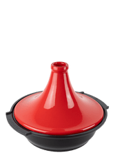 Peugeot Appolia Atlas Tagine 12 Inches - Red, featuring a wide base and conical lid, ideal for slow-cooking stews with innovative design and even heat distribution.