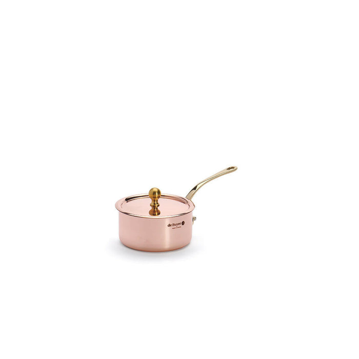 de Buyer | French Copper Mini Saucepan with Brass Handle.