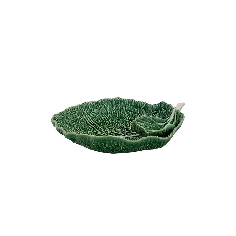 Bordallo Pinheiro | Handmade Cabbage Natural Chip and Dip, 13 inches