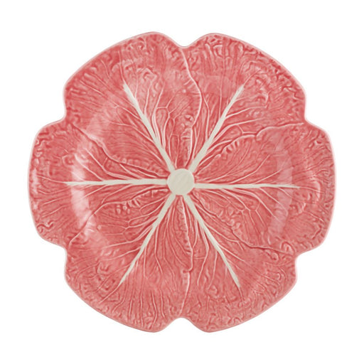Bordallo Pinheiro | Cabbage Charger Plate, Pink: A flower-shaped, hand-painted serving plate with scalloped petals and raised veins, perfect for elegant table settings.