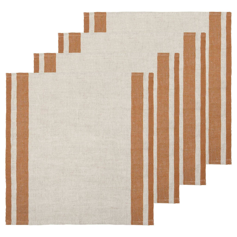 Couleur Nature - Gordes Natural & Tobacco Napkins 20x20 - Set of 4