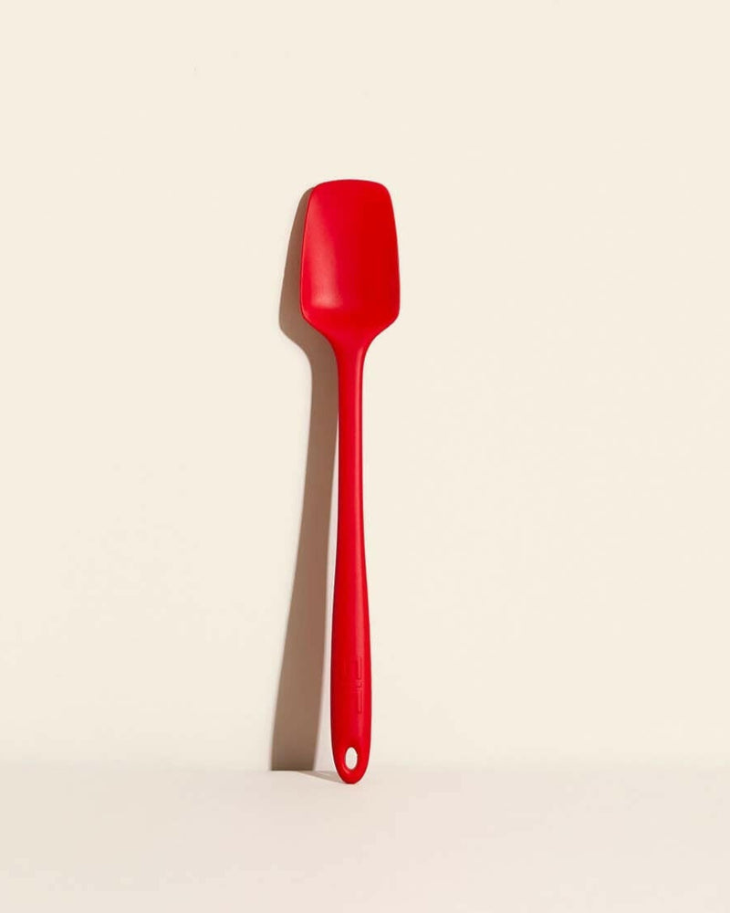 GIR | Skinny Spoonula - Mint; innovative tool blending spatula and spoon design, featuring a sharp edge and deep bowl for versatile kitchen use.
