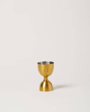 Farmhouse Pottery - Essex Barware - Brushed Gold: Cocktail Jigger with laurel engraving, dual-sided for precise spirit measurement, essential for home bars.
