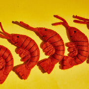 Ware of the Dog - Wool Shrimp Cat Toy: Handcrafted felt shrimp toys filled with catnip, offering fair-trade craftsmanship from Nepal, made with all-natural dyes.