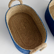 Napa Home & Garden | Tiana Seagrass Short Oval Baskets - Set of 2, showcasing intricate hand-woven craftsmanship with double-walled design, ideal for elegant kitchen storage.