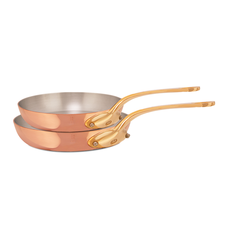 Mauviel | M'Heritage M'200 B 2-Piece Frying Pan Set With Brass Handles