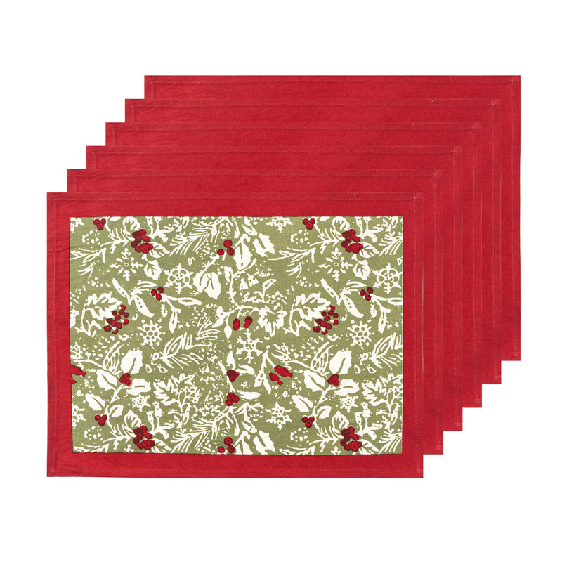 Couleur Nature - Baies de Houx Red & Green Mats - Set of 6