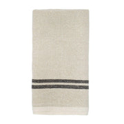 Caravan Home | Vintage Linen Natural & Black Towels, featuring handmade craftsmanship with dark stripes, ideal for adding rustic elegance to dining settings.