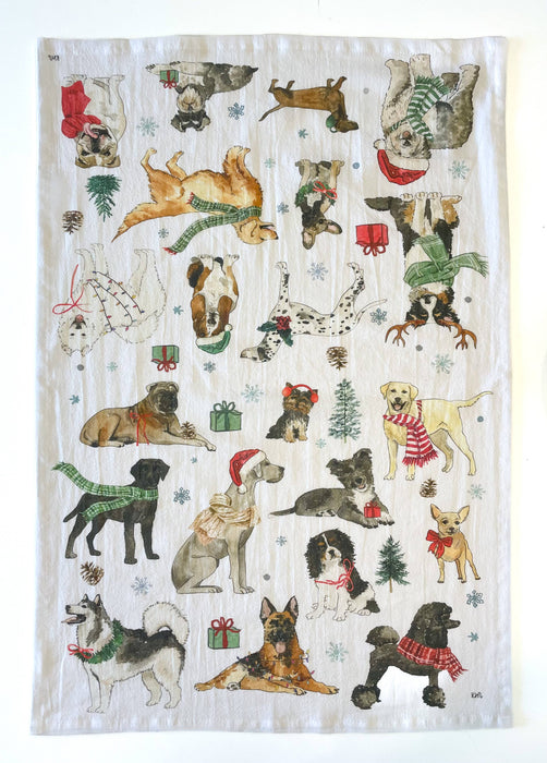 KelseyMDesigns | Cozy Christmas Dogs Kitchen Towel