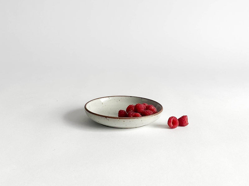 Sarah Kersten - Olive Dish: Basin Collection: Fig, featuring a shallow dish filled with raspberries, perfect for versatile kitchen use.