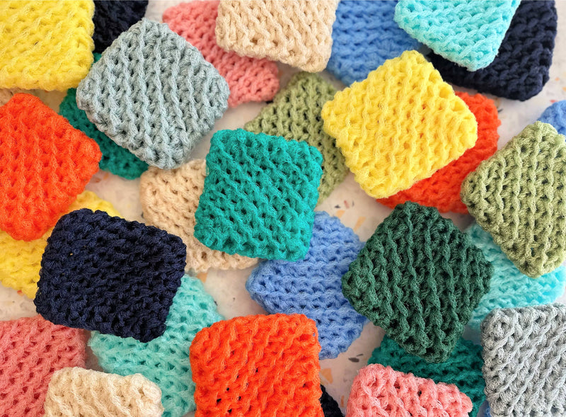 Dot and Army | Dish Scrubbies - grey: Set of two durable, handmade nylon scrubbies, perfect for eco-friendly, effective cleaning of all kitchen surfaces.