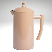 Frieling | Double-Walled French Press - Sandstone: A sleek, cylindrical pour-pot with a fitted lid, short spout, and long handle, perfect for brewing flavorful coffee.