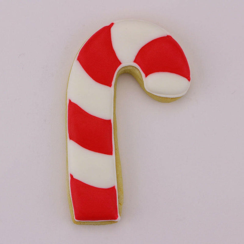 Ann Clark | Holiday Cookie Cutters - Star-3.5: Candy cane-shaped cookie with red and white frosting, perfect for festive baking with Ann Clark's quality craftsmanship.