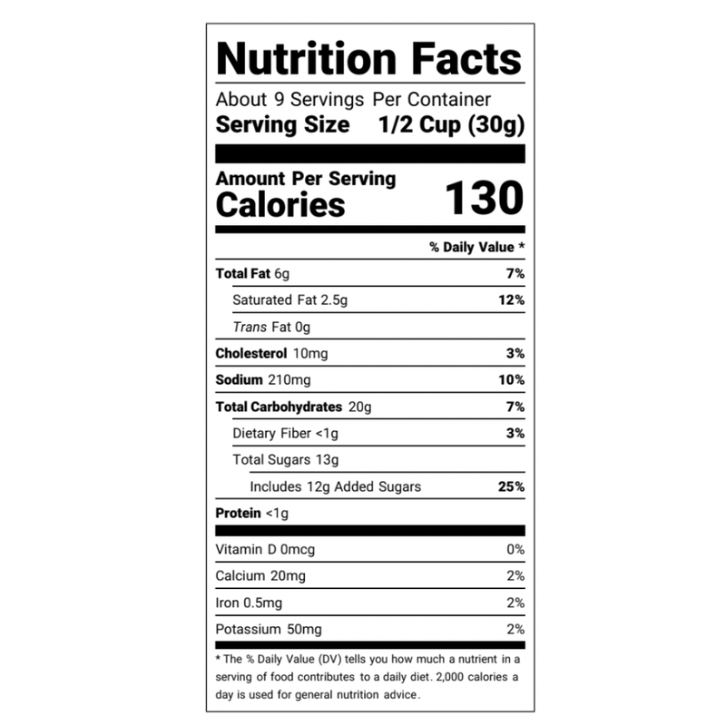 Poppy Hand-Crafted Popcorn - Pumpkin Spice Popcorn Nutrition Facts label detailing serving size, calories, macronutrients, and vitamins for a pumpkin spice flavored product.
