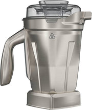 Vitamix | 48 oz Stainless Steel Container, a silver blender with a clear lid, ideal for high-performance, mess-free blending. Suitable for hot, cold, and acidic ingredients.