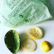 If You Care | 3 Gallon Certified Compostable Food Waste Bags, shown with halved lemons and avocado, highlighting eco-friendly waste disposal suitable for kitchen use.