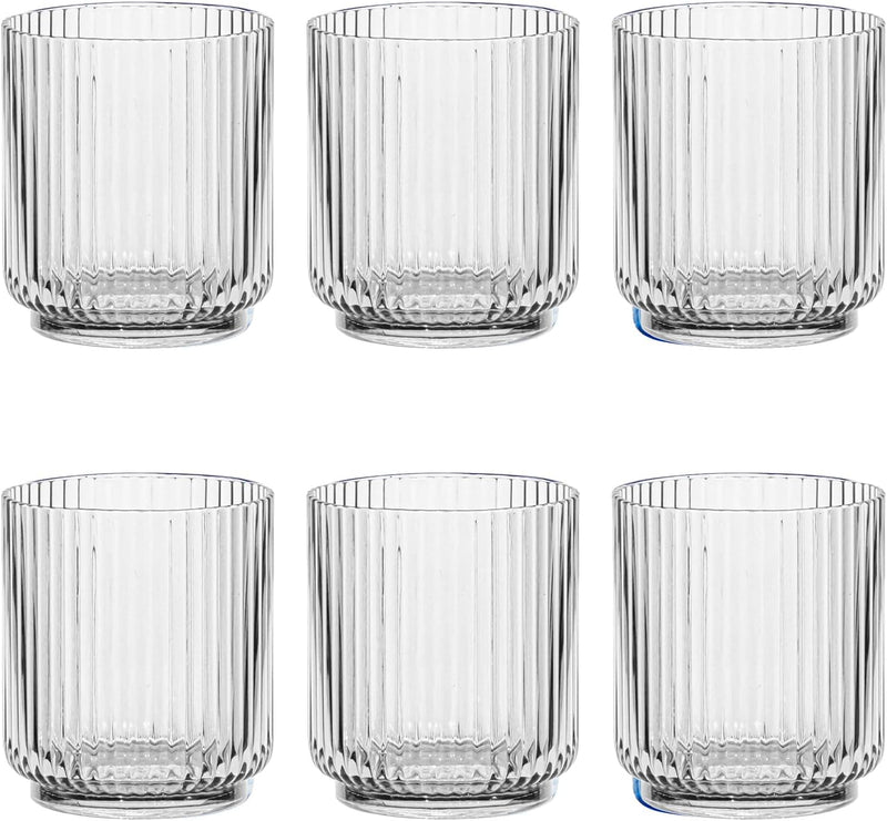 TarHong | Mesa Tall Tumbler - Sage Green: A shatterproof, clear acrylic tumbler with a ribbed bottom, resembling glass, ideal for safe outdoor entertaining and poolside use.