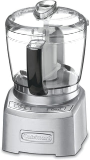 Cuisinart | Elite Collection 4 Cup Chopper Grinder, a silver food processor with a clear lid, featuring SmartPower™ and BladeLock™ systems for safe chopping and grinding.