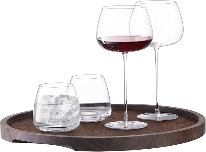 LSA International | City Tray featuring assorted wine glasses, ideal for elegant serving, available at Athens Cooks, a premier kitchen store in Athens, Georgia.