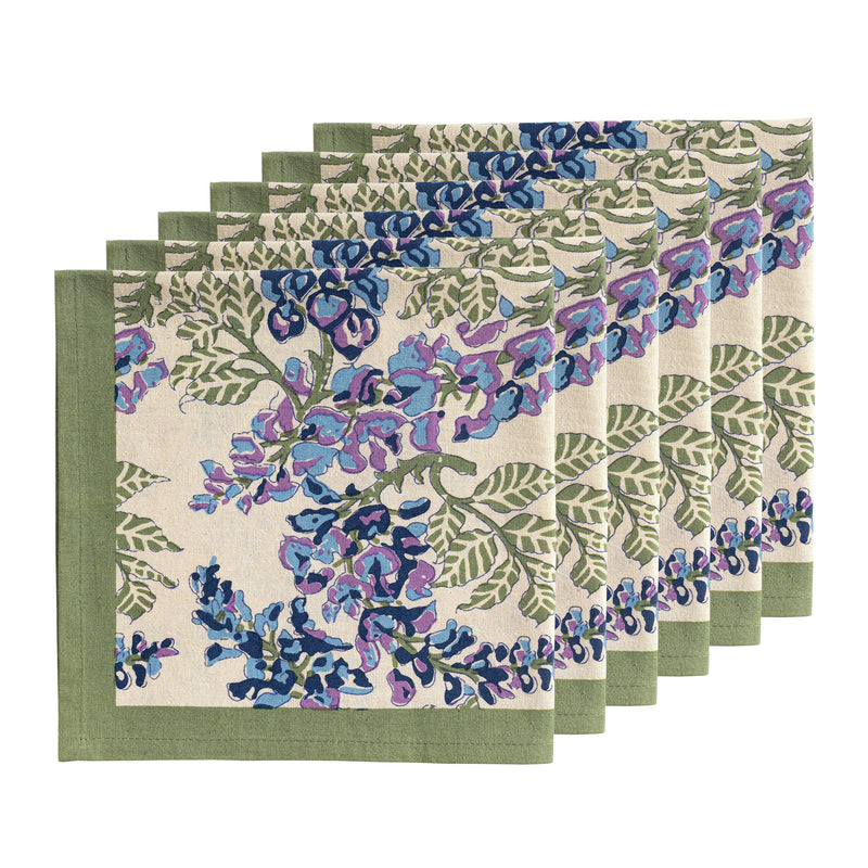 Couleur Nature | Wisteria Blue & Green Napkins, Set of 6