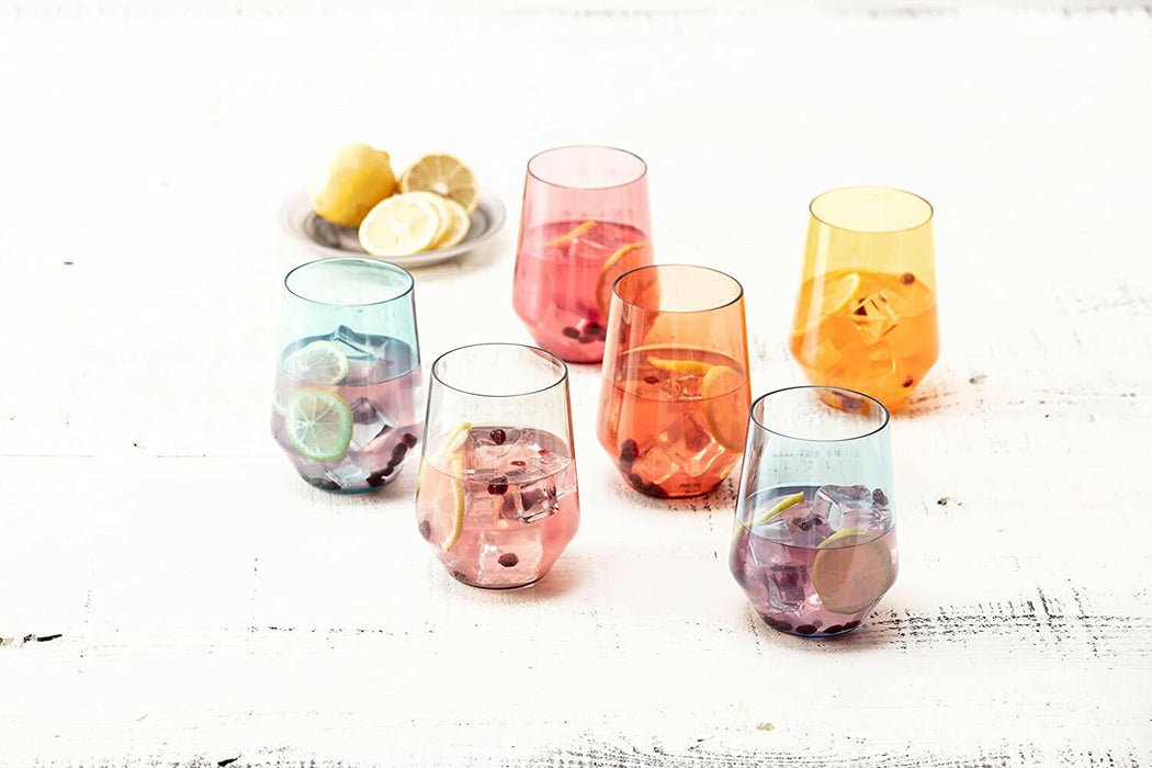 Shatterproof Tritan Outdoor Multi-Colored Wine Glasses.