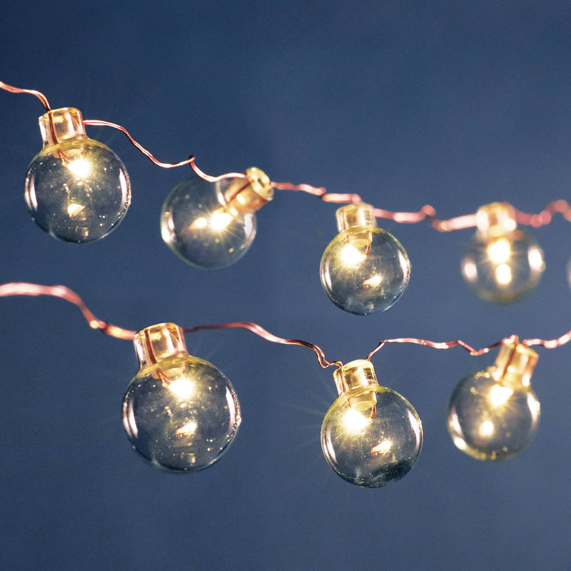 Napa Home & Garden - Napa Night Sky LED Mini Globe Lights, 24.6' Battery Operated, featuring clear bulbs for enchanting outdoor settings, perfect for summer gatherings.