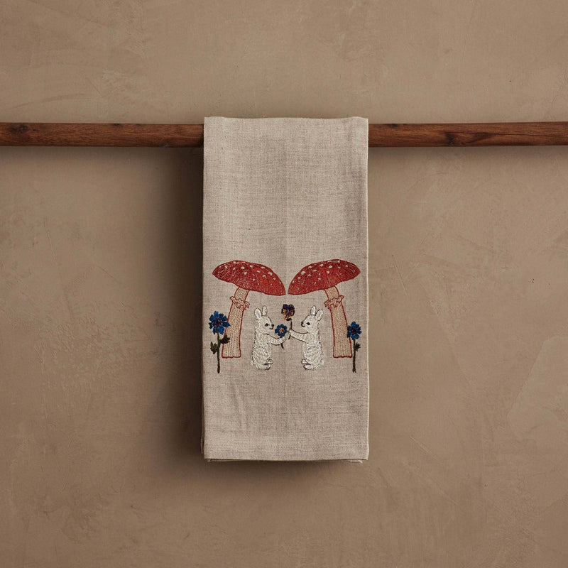 Coral & Tusk | Mushroom Bunny Friends Tea Towel