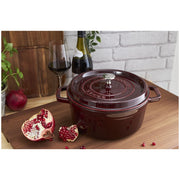 Staub | Round Cocottes - 4 qt - Grenadine, cast iron pot with self-basting lid, ideal for slow-cooking and elegant table presentation.