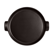 Emile Henry | Chicago Deep Dish Pan, Charcoal: A round, flat-bottomed pan with integrated handles, ideal for baking deep-dish pizzas with a crispy crust.