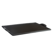 Emile Henry | Charcoal Rectangular Pizza Stone with integrated handles, ideal for baking and grilling, offers even heat distribution for crispy results. 18x14 inches.
