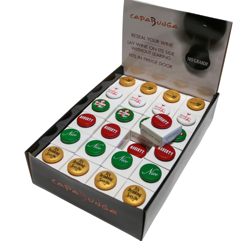 CapaBunga | Holiday Wine Caps - Santa Paws, featuring festive text designs, perfect for enhancing wine bottles during holiday gatherings.