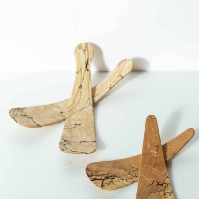 Petermans Boards and Bowls | Large Spalted Maple Salad Tossers (11.5" Pair)