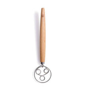 HIC - Harold Import Co. - King Arthur Baking Company Baker's Batter Whisk with a turned wooden handle and triple-loop stainless-steel head for efficient dough mixing.