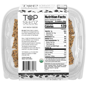 Top Seedz - 6 Seed Crackers, grain-free, displayed in a plastic container with label, highlighting their crisp texture and seed blend. Packaged in 5oz boxes.