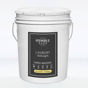 Humble Suds - Bulk Receive Laundry Soap - 5 Gallon Bucket with Sweet Orange+Lemongrass, eco-friendly laundry solution in a white bucket with black label.