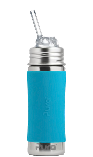 PURA STAINLESS | Kiki® 11oz Straw Bottle, Aqua Sleeve