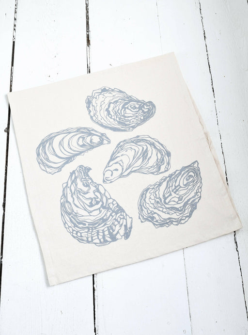 Hearth and Harrow - Oyster Tea Towel in Grey - Organic Cotton - Sea Shell Print.