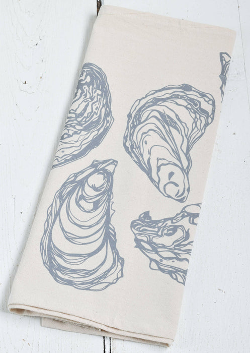 Hearth and Harrow - Oyster Tea Towel in Grey - Organic Cotton - Sea Shell Print.