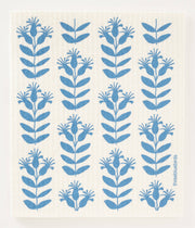 Three Bluebirds Swedish Dishcloths - Blue Buds Swedish Dishcloth features a blue floral pattern, ideal for sustainable cleaning and replacing paper towels.