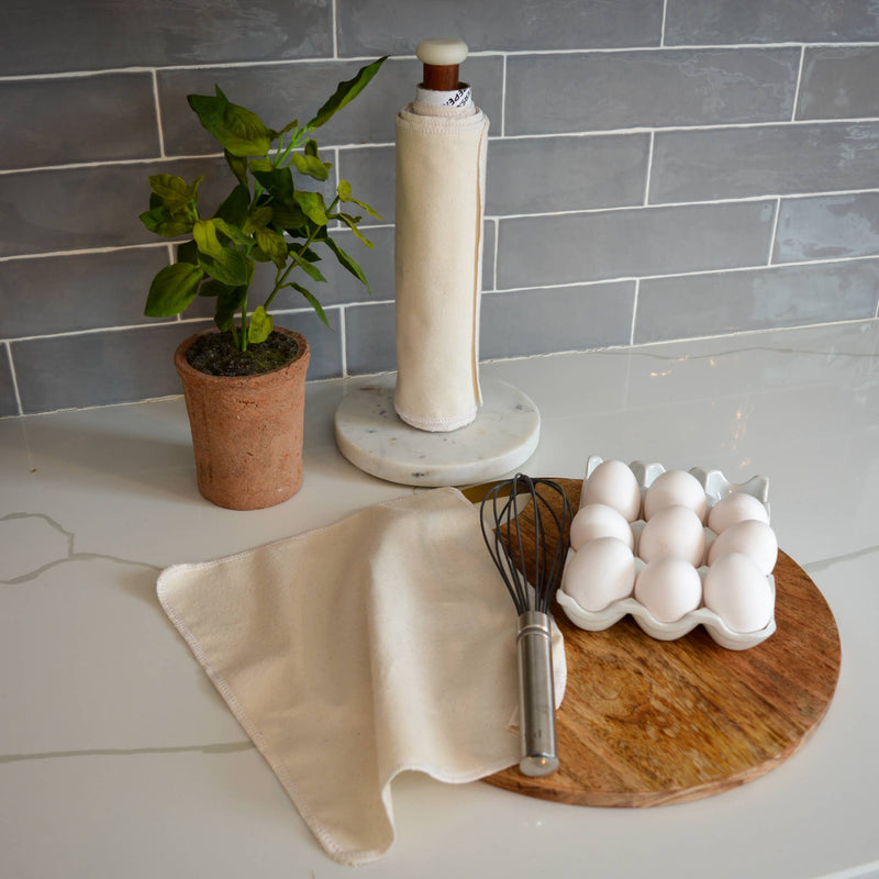 Marley's Monsters UNpaper® Towels Organic Refill Pack - 6-pack - Natural, showcasing eco-friendly, reusable towels neatly stacked for sustainable kitchen use.