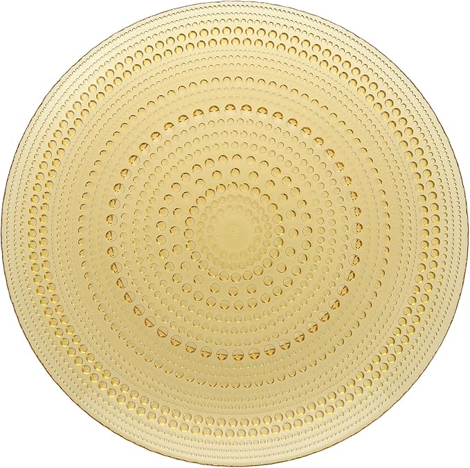 Fortessa | Jupiter Amber 13 Charger: Circular gold plate with holes, inspired by vintage Parisian design, adds elegance to tablescapes. Durable, dishwasher-safe for stylish dining.