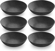 TarHong | Planta Matte Low Bowl - Black, featuring a plant-based matte birch finish, shatterproof and sustainable, ideal for various dining settings.