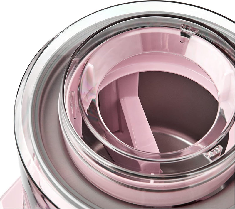Cuisinart Frozen Yogurt – Ice Cream & Sorbet Maker, showcasing its automatic features for easy homemade treats, visible with a pink container and circular components.