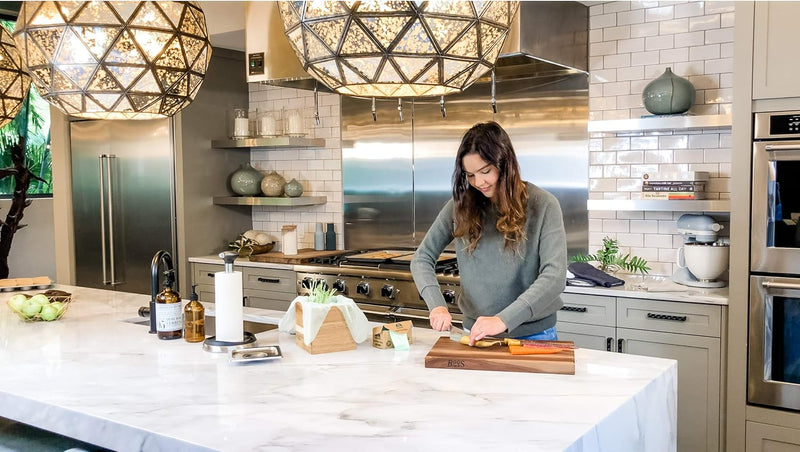 If You Care | 3 Gallon Certified Compostable Food Waste Bags on a kitchen counter, emphasizing eco-friendly waste disposal in a modern kitchen setting.