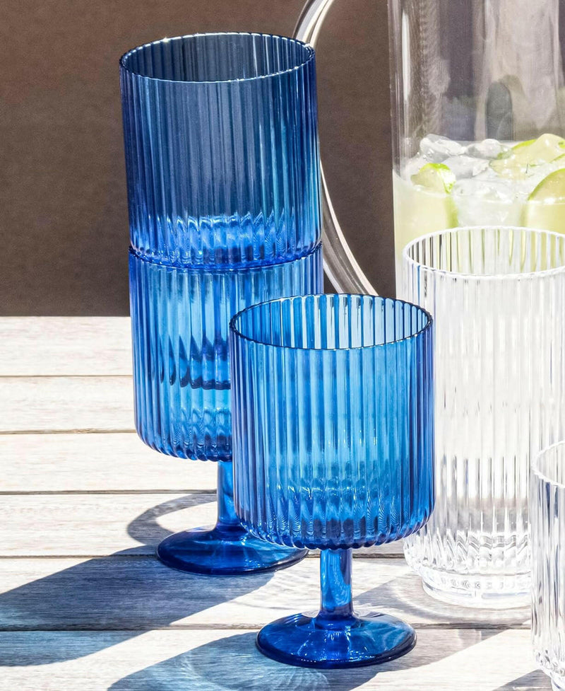 TarHong | Mesa Stacking Goblet - Pink, a shatterproof acrylic drinkware piece, ideal for poolside or outdoor use, mimicking glass with durable, modern design.