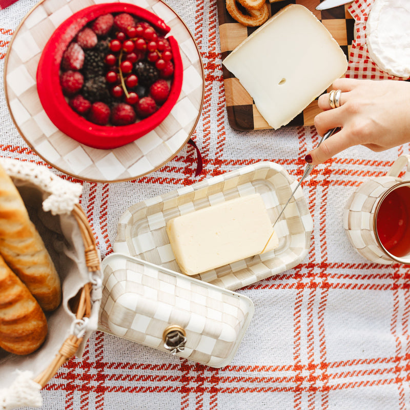 MacKenzie-Childs | Mocha Check Butter Box