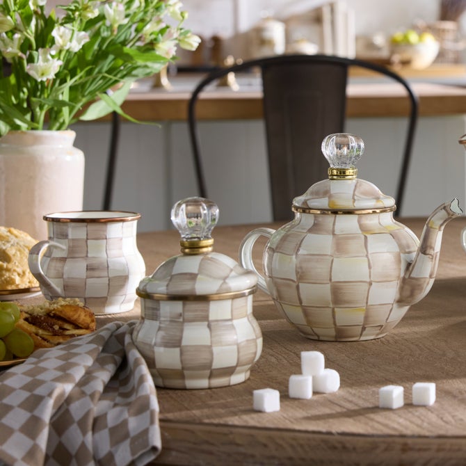 MacKenzie-Childs | Mocha Check Lidded Sugar Bowl