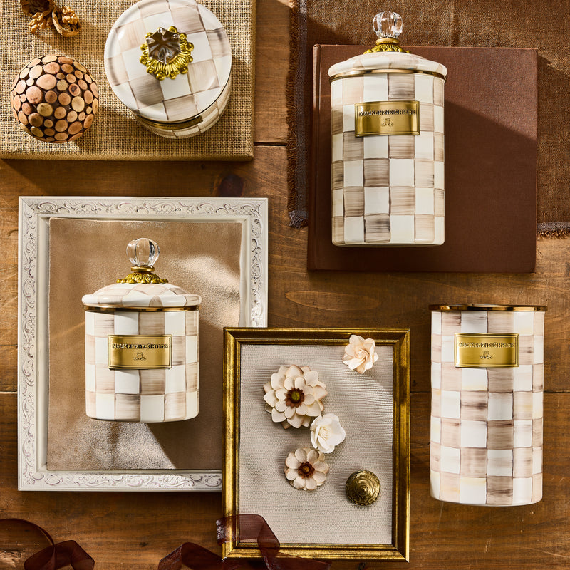 MacKenzie-Childs | Mocha Check Small Canister